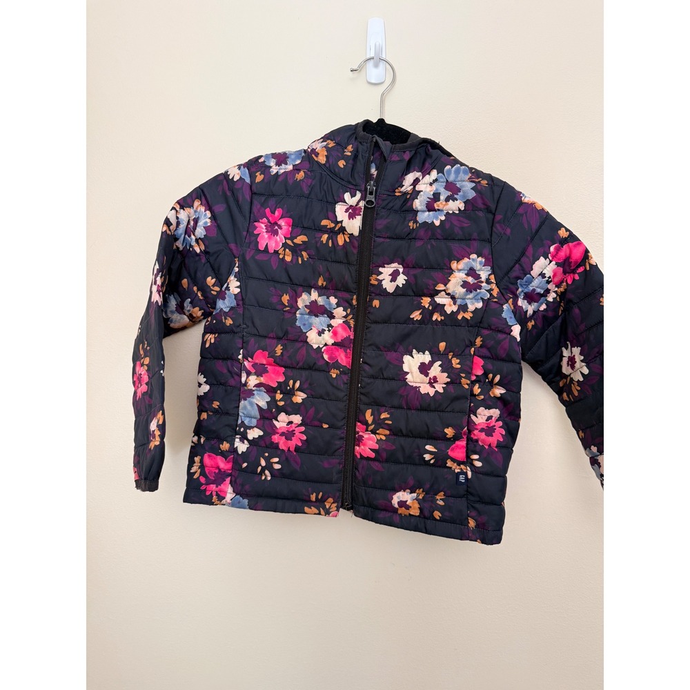 Gap Kids Girls ColdControl Floral Puffer Jacket Size XS Hooded Zip Up
